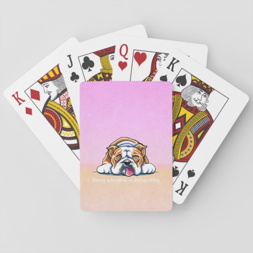 Bulldog Being Adorable Pink Off_Leash Artâ Playing Cards