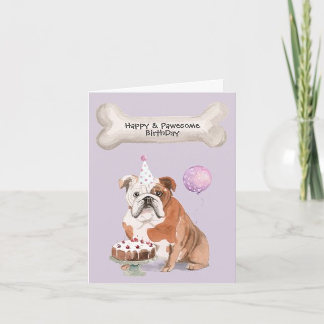 Bulldog Birthday Holiday Card (Front)