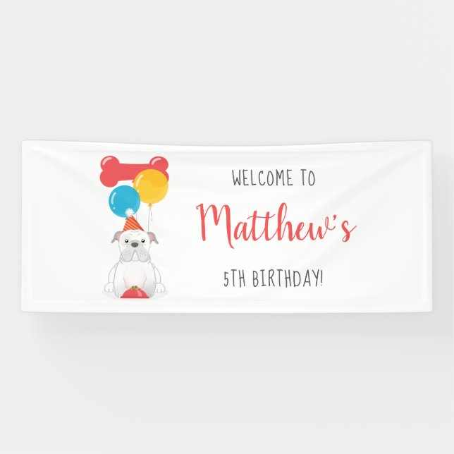 Bulldog Birthday Party Banner (Horizontal)