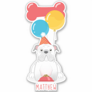Bulldog Birthday Party Sticker