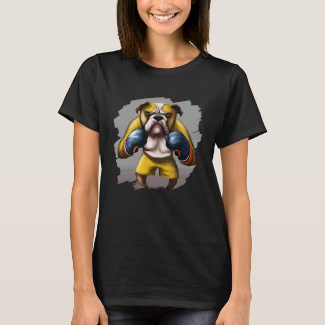 Bulldog Boxing Cool  Bulldog Dog Boxing Boxer T-Shirt (Front)