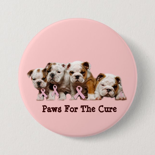 Bulldog Breast Cancer Button (Front)