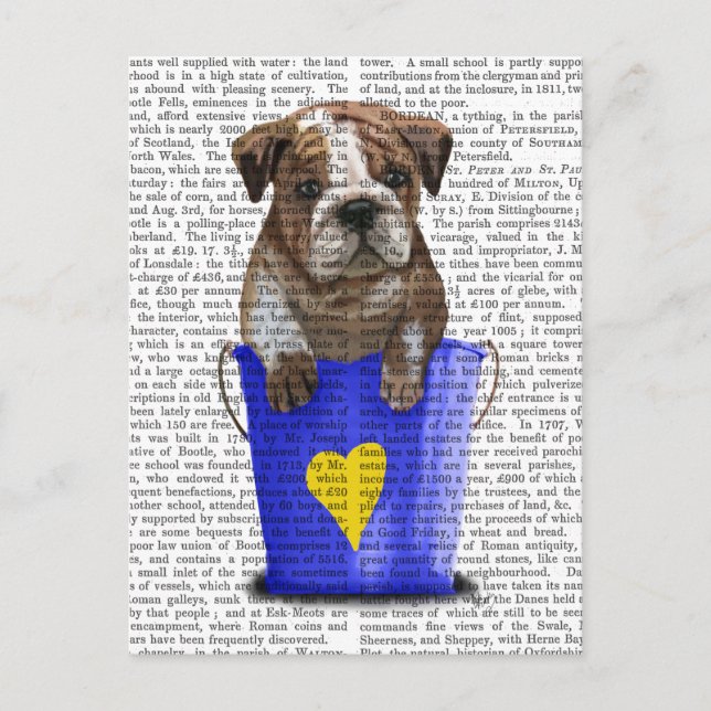Bulldog Bucket Of Love Blue Postcard (Front)
