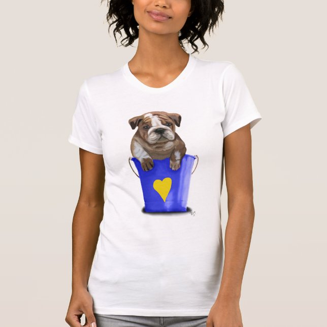 Bulldog Bucket Of Love Blue T-Shirt (Front)