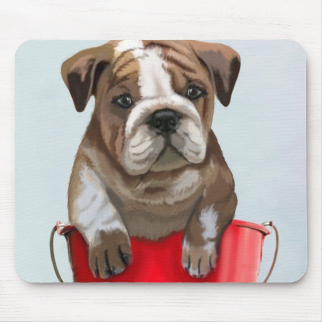 Bulldog Bucket Of Love Red 2 Mouse Pad (Front)