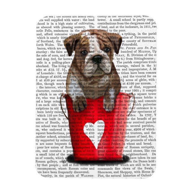 Bulldog Bucket Of Love Red Magnet (Vertical)