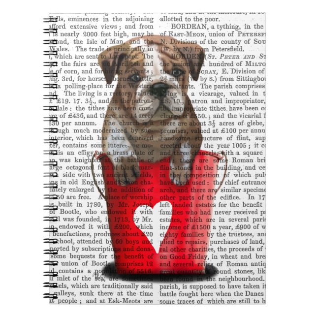 Bulldog Bucket Of Love Red Notebook (Front)