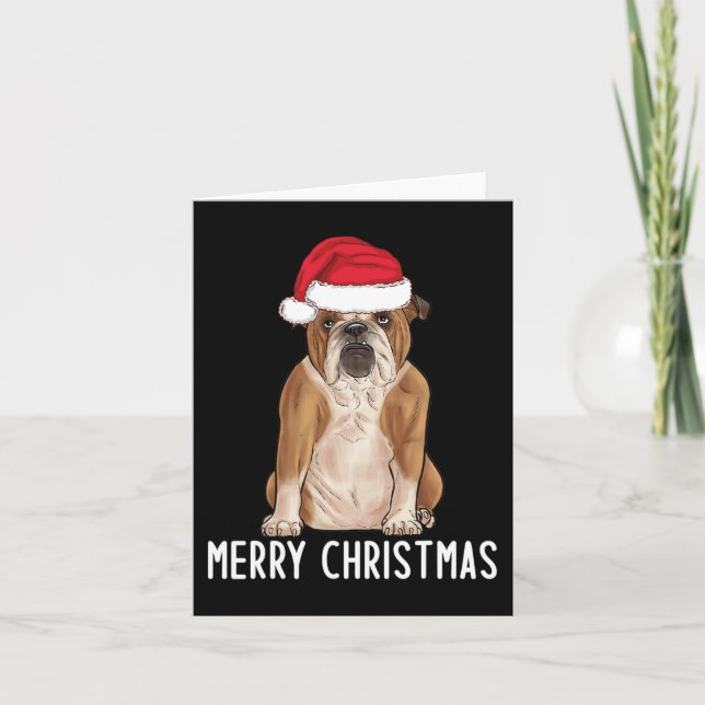 Bulldog Bully Merry English Bulldog Christmas 1  Card (Front)
