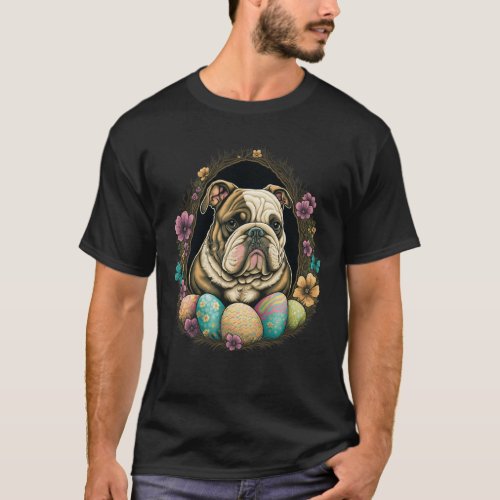 Bulldog Bunny Eggs Dog On Easter Bulldog  T_Shirt