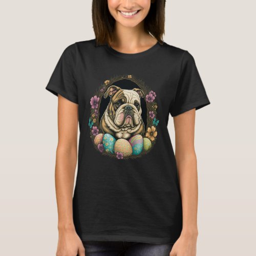 Bulldog Bunny Eggs Dog On Easter Bulldog  T_Shirt