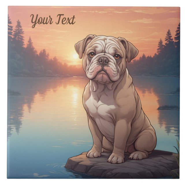 Bulldog by Lake Ceramic Tile (Front)