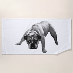 Bulldog By The Water Beach Towel