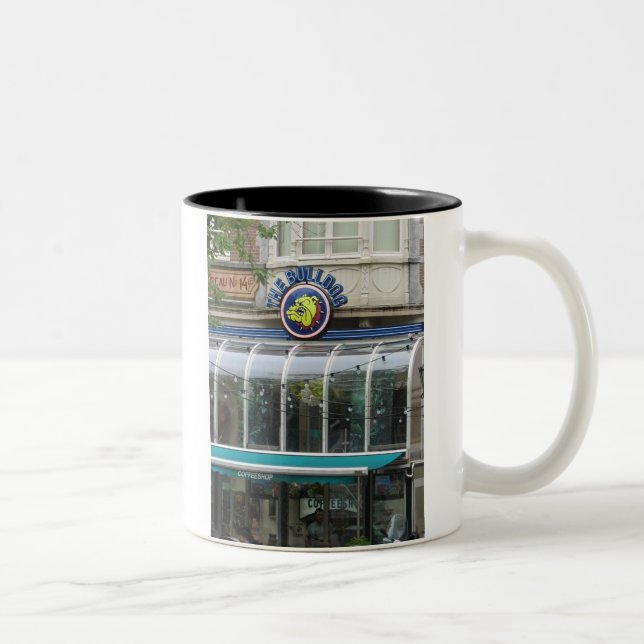 Bulldog Cafe Amsterdam Mug-Let's Get Coffee! Two-Tone Coffee Mug (Right)