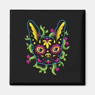 Bulldog Calavera Dia De Los Muertos Dogs  Magnet