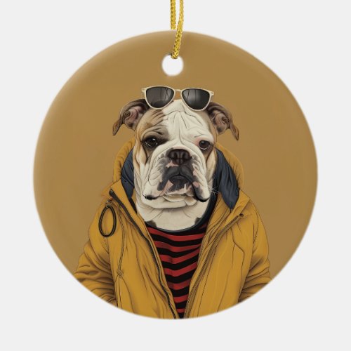 Bulldog  ceramic ornament