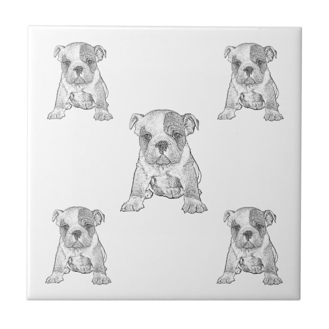  Bulldog Checkerboard Pencil  Ceramic Tile (Front)