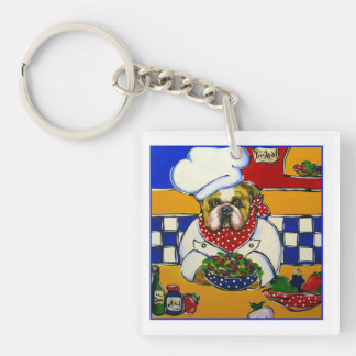 Bulldog Chef Keychain
