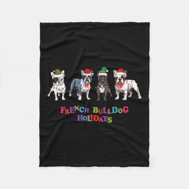 Bulldog Christmas2  Fleece Blanket (Front)