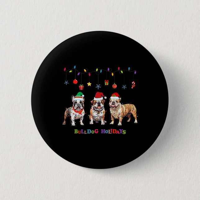 Bulldog Christmas3  Button (Front)