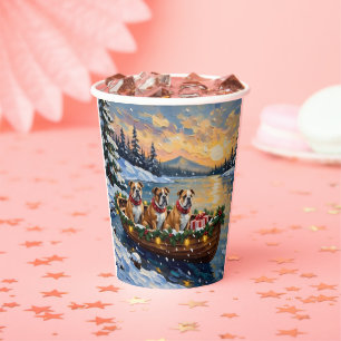 Bulldog Christmas Boat Holiday Paper Cups