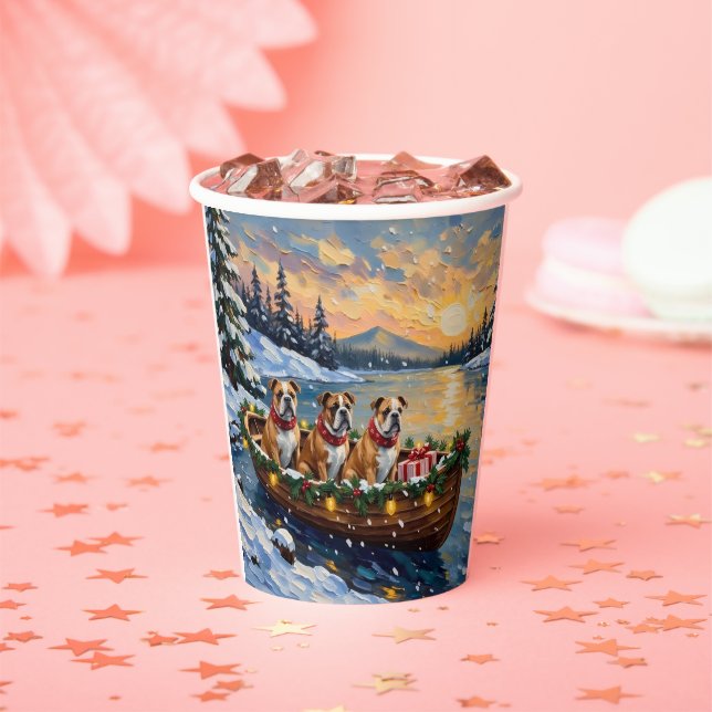 Bulldog Christmas Boat Holiday Paper Cups (Insitu)