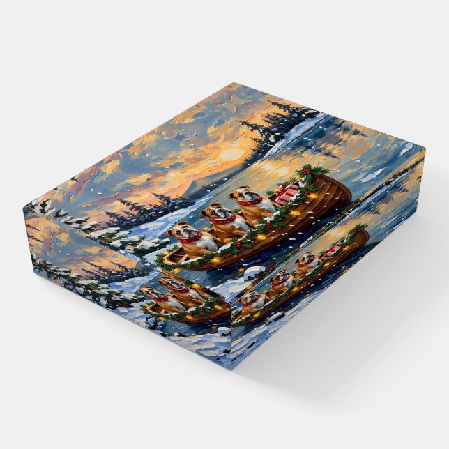 Bulldog Christmas Boat Holiday Paperweight (Angled)