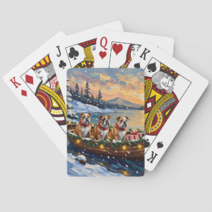 Bulldog Christmas Boat Holiday Poker Cards
