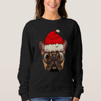 Bulldog Christmas Dog Santa Hat Xmas Boys Kids Gir Sweatshirt
