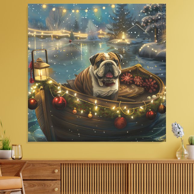 Bulldog Christmas Festive Voyage Canvas Print (Insitu(LivingRoom))