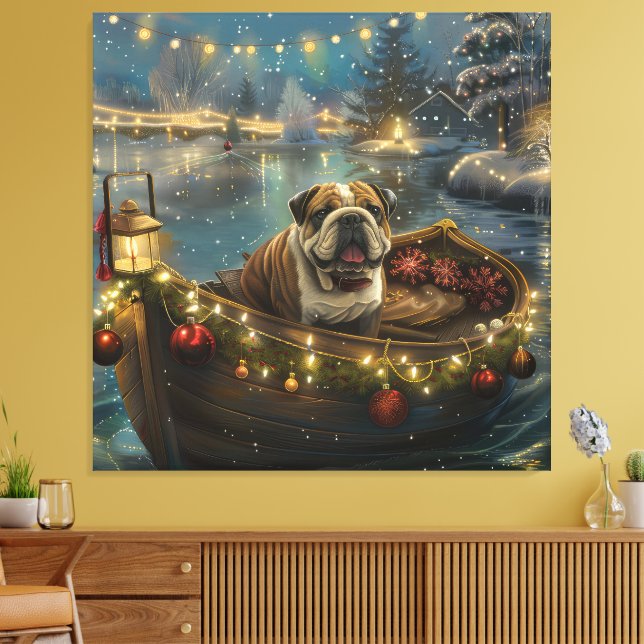 Bulldog Christmas Festive Voyage Canvas Print (Insitu(LivingRoom))