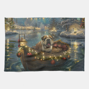 Bulldog Christmas Festive Voyage Kitchen Towel