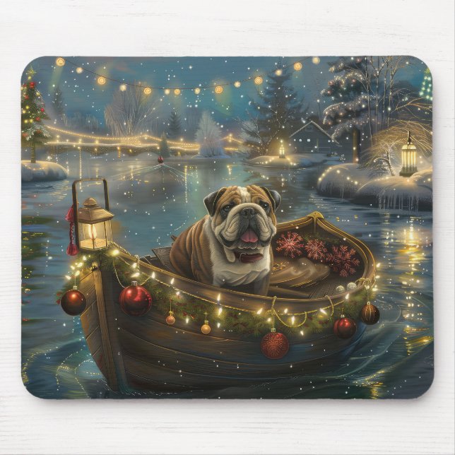 Bulldog Christmas Festive Voyage Mouse Pad (Front)