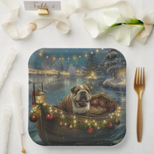 Bulldog Christmas Festive Voyage Paper Plates