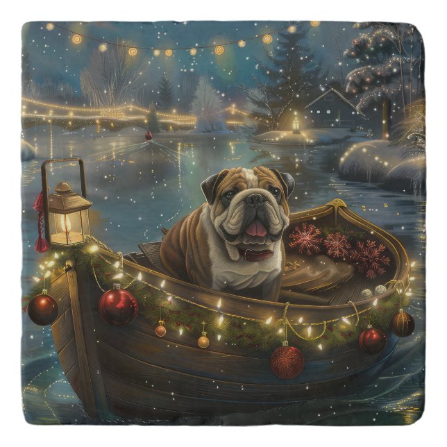 Bulldog Christmas Festive Voyage Trivet (Front)