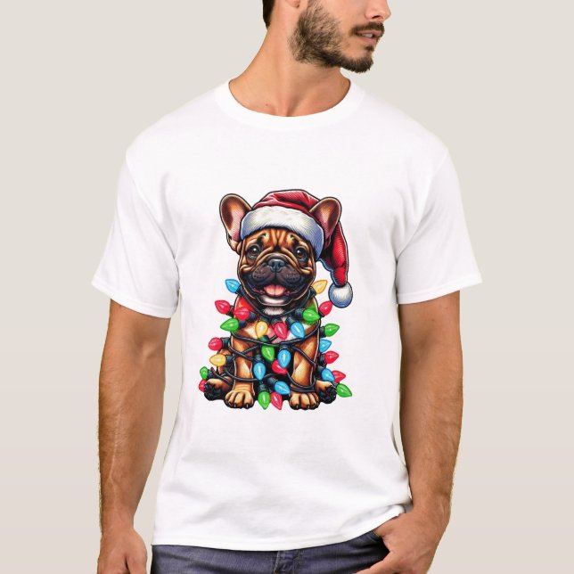 Bulldog Christmas Funny T-Shirt (Front)