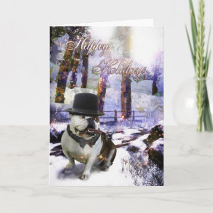 Bulldog Christmas "HAPPY HOLIDAYS" Card