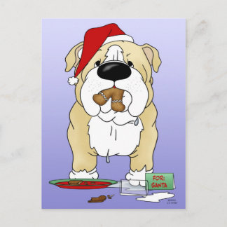 Bulldog Christmas - Ho Ho Ho??? Holiday Postcard