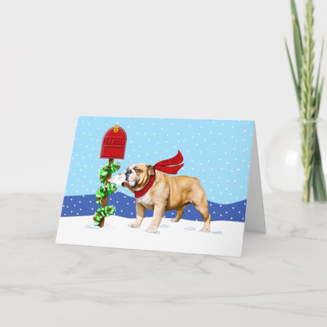 Bulldog Christmas Holiday Mail Card (Front)