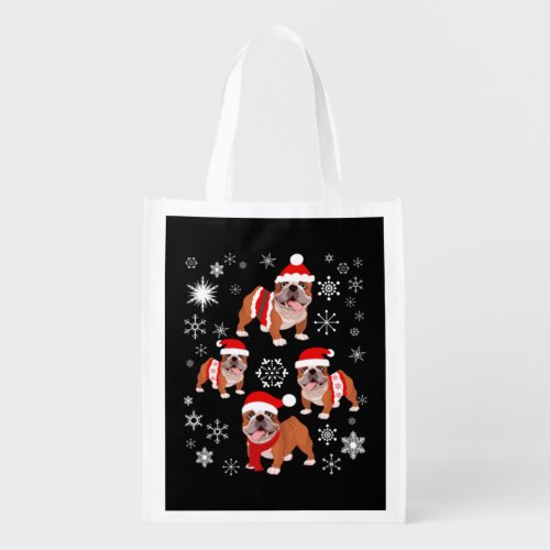 Bulldog Christmas Lover Grocery Bag