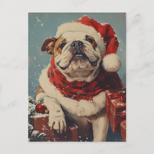 Bulldog Christmas  Postcard