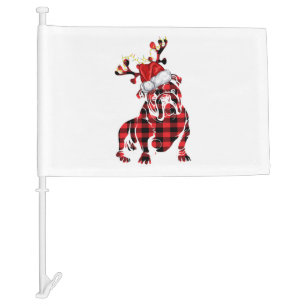 Bulldog Christmas Reindeer Pj Family Matching Car Flag