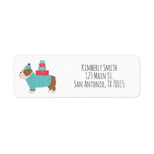 Bulldog Christmas Return Address  Label