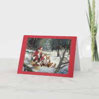 Bulldog Christmas Santa Woods Greeting Card