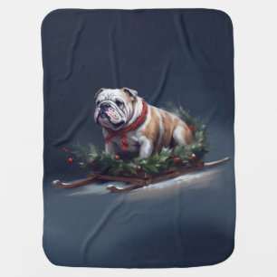 Bulldog Christmas snow winter Baby Blanket