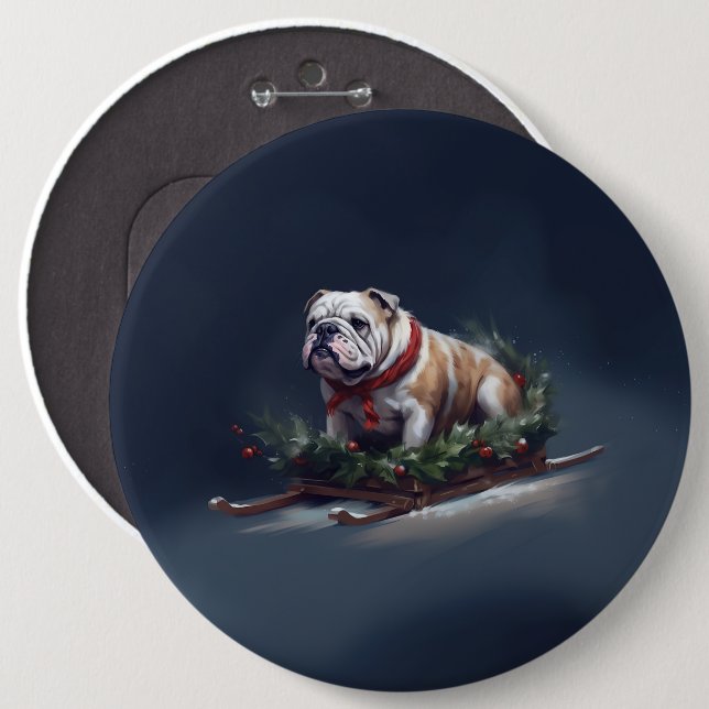 Bulldog Christmas snow winter Button (Front & Back)