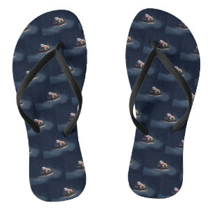 Bulldog Christmas snow winter Flip Flops