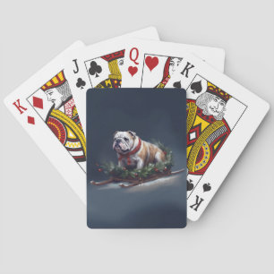 Bulldog Christmas snow winter Poker Cards