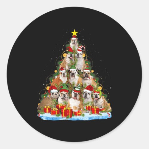 Bulldog Christmas Tree  Classic Round Sticker