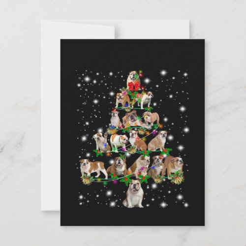 Bulldog Christmas Tree Covered By Flashlight Thank You Card