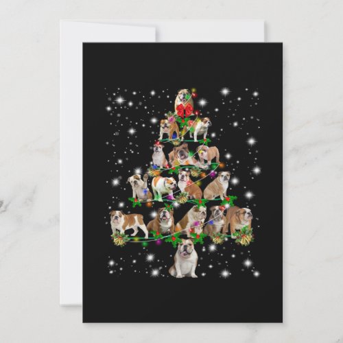 Bulldog Christmas Tree Covered By Flashlight Thank You Card
